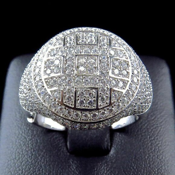 ✔ Accept offer Jewelry - Fashion Luxury Full Crystal Zircon 925 Silver Plated Ring for Men,UNVN12073